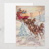 Klassieke Kerstmis Winter Postkoets Feestdagenkaart (Voorkant / Achterkant)