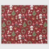 Klassieke Kerstmotieven Kerstman Bells Vakantie Cadeaupapier (Vlak)