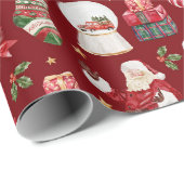 Klassieke Kerstmotieven Kerstman Bells Vakantie Cadeaupapier (Rol Hoek)