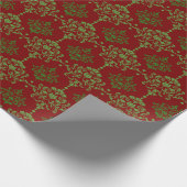 Klassieke kerstomwikkeling Damask Red Green Cadeaupapier (Hoek)