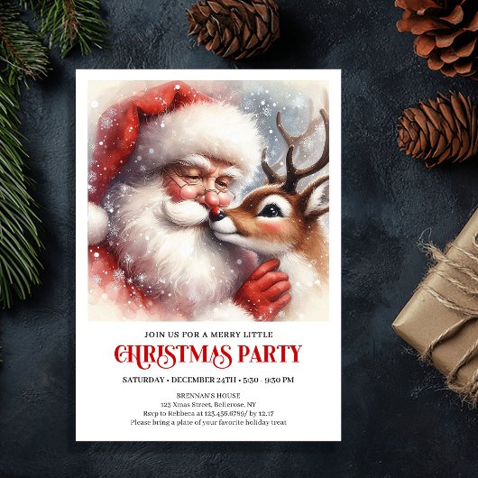 Klassieke Kerstpartij Uitnodiging met Sinterklaas 
