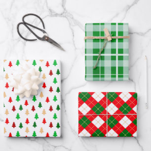 Klassieke Kerstpatronen Rood en Groen Inpakpapier Vel