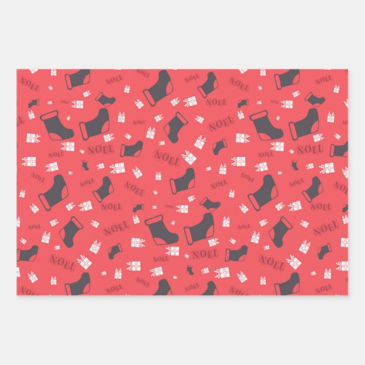 Klassieke kerstpictogrammen inpakpapier vel (Voorkant 2)