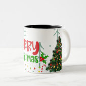 Klassieke kerstpictogrammen tweekleurige koffiemok (Voorkant rechts)