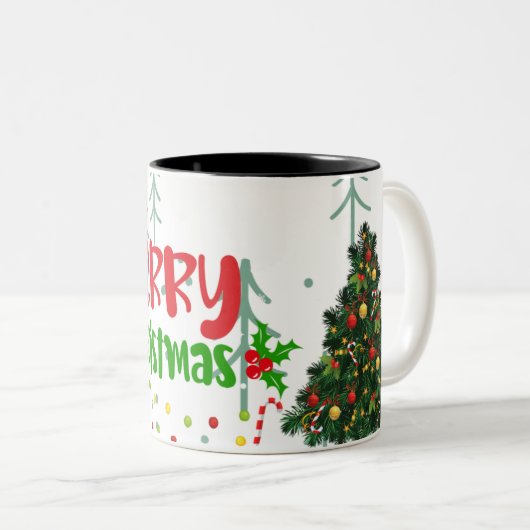 Klassieke kerstpictogrammen tweekleurige koffiemok (Voorkant rechts)