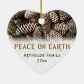 Klassieke kerstpine-kloon vrede op aarde keramisch ornament (Achterkant)