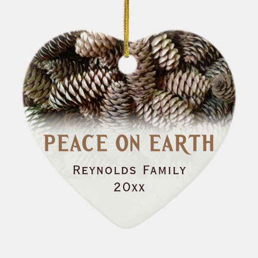 Klassieke kerstpine-kloon vrede op aarde keramisch ornament (Achterkant)