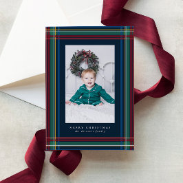 Klassieke kerstplaid foto feestdagenkaart