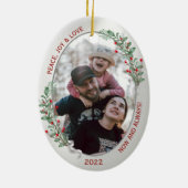 Klassieke kerstPlanten Silver Lijst Foto Keramisch Ornament (Achterkant)