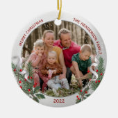 Klassieke kerstPlanten Silver Lijst Foto Keramisch Ornament (Voorkant)