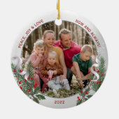 Klassieke kerstPlanten Silver Lijst Foto Keramisch Ornament (Achterkant)
