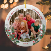 Klassieke kerstPlanten Silver Lijst Foto Keramisch Ornament