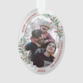 Klassieke kerstPlanten Silver Lijst Foto Ornament (voorkant)