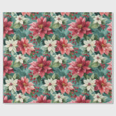 Klassieke kerstpunsettia cadeaupapier (Vlak)