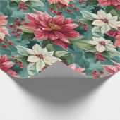 Klassieke kerstpunsettia cadeaupapier (Hoek)