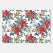 Klassieke kerstpunsettia inpakpapier vel (Voorkant 2)