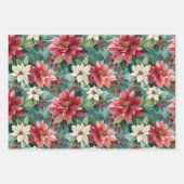 Klassieke kerstpunsettia inpakpapier vel (Voorkant)