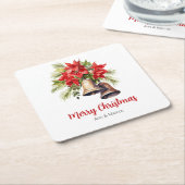 Klassieke kerstpuntjes en gouden klokken kartonnen onderzetters (Schuin)