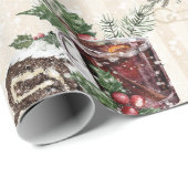 Klassieke kerstrode en witte punsettia bloem cadeaupapier (Rol Hoek)