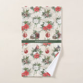Klassieke kerstrode en witte punsettia bloemen bad handdoek (Handdoek)