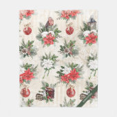 Klassieke kerstrode en witte punsettia bloemen fleece deken (Voorkant)