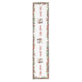 Klassieke kerstrode en witte punsettia bloemen korte tafelloper (Voorkant)