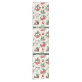 Klassieke kerstrode en witte punsettia bloemen korte tafelloper (Voorkant)