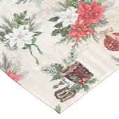 Klassieke kerstrode en witte punsettia bloemen korte tafelloper (Hoek)