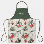 Klassieke kerstrode en witte punsettia bloemen schort (Voorkant)