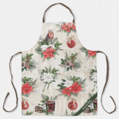 Klassieke kerstrode en witte punsettia bloemen schort (Voorkant)