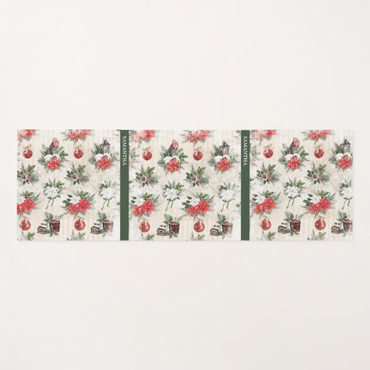 Klassieke kerstrode en witte punsettia bloemen yogamat (Voorkant (horizontaal))