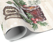 Klassieke kerstrode en witte punsettia katoen cadeaupapier (Rol Hoek)