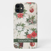 Klassieke kerstrode en witte punsettia katoen Case-Mate iPhone case (Achterkant)