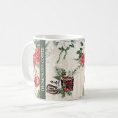 Klassieke kerstrode en witte punsettia katoen koffiemok (Voorkant links)