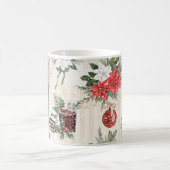 Klassieke kerstrode en witte punsettia katoen koffiemok (Center)