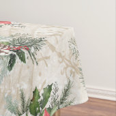 Klassieke kerstrode en witte punsettia katoen tafelkleed (Voorbeeld)