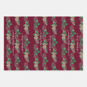 Klassieke kerstrode groene Waterverf familienaam Inpakpapier Vel (Voorkant 2)