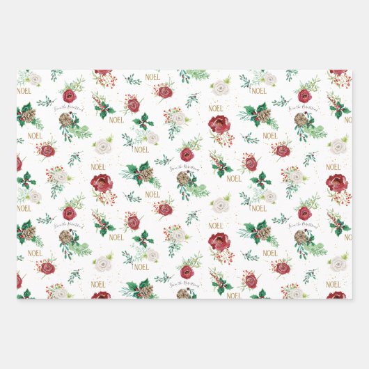 Klassieke kerstrode groene Waterverf familienaam Inpakpapier Vel (Voorkant)