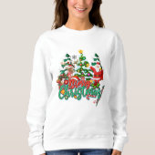 Klassieke kerstscène met Santa, Rendier & Tree Trui (Voorkant)