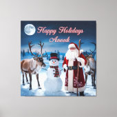 Klassieke kerstscène met Santa, Snowman Canvas Afdruk (Voorkant)