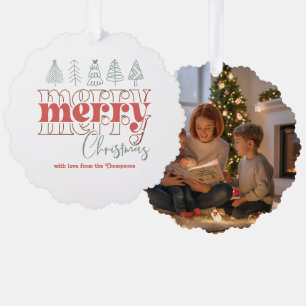 Klassieke Kerstscherpsels Merry Christmas Aandenke Ornament Kaart