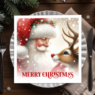 Klassieke Kerstservetten met Vintage Kerstman en R Servet
