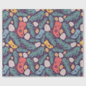 Klassieke kerstsierpatronen cadeaupapier (Vlak)