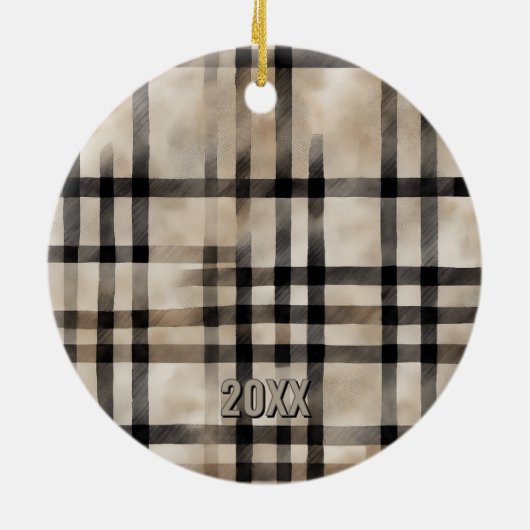 Klassieke kerstsneeuwpop op een warm geplakt ornam keramisch ornament (Achterkant)