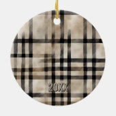 Klassieke kerstsneeuwpop op een warm geplakt ornam keramisch ornament (Achterkant)