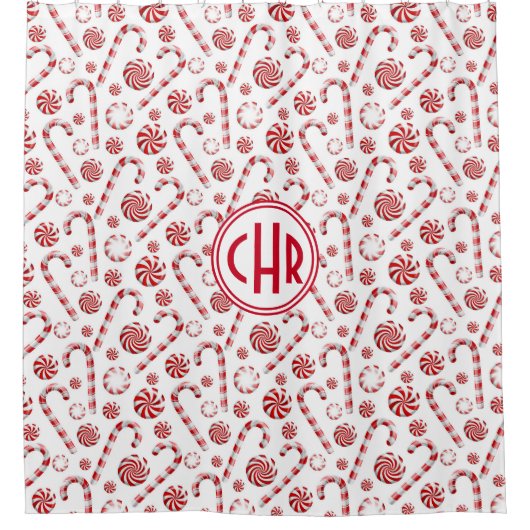 Klassieke kerstsnoepriet douchegordijn (Voorkant)