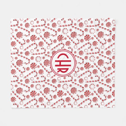 Klassieke kerstsnoepriet fleece deken (Voorkant (Horizontaal))