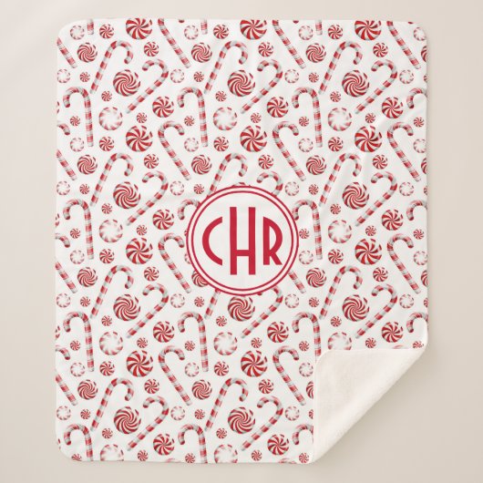 Klassieke kerstsnoepriet sherpa deken (Voorkant)