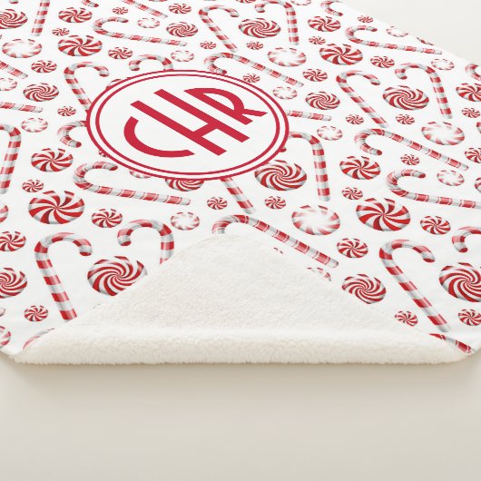 Klassieke kerstsnoepriet sherpa deken (3/4)