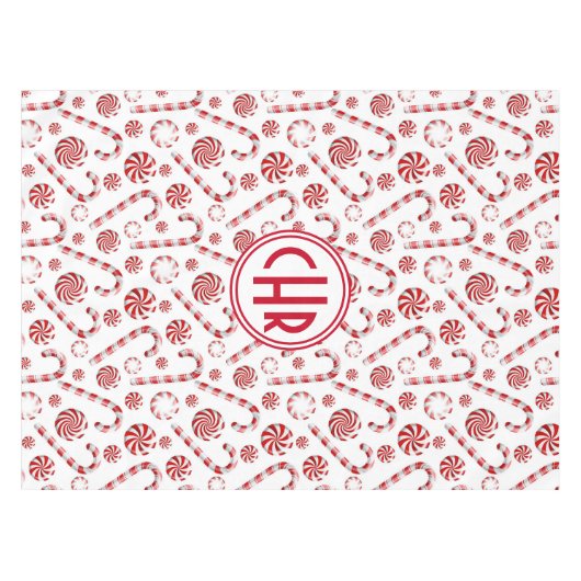 Klassieke kerstsnoepriet tafelkleed (Voorkant (Horizontaal))